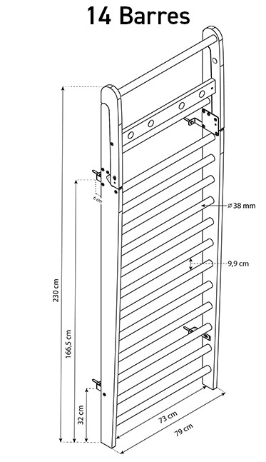 DIMENSIONS ESPALIER WALLBARS NOHRD 14 BARREAUX