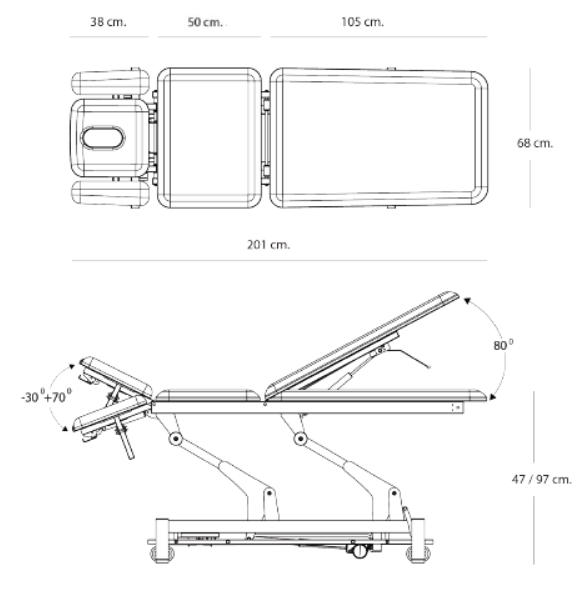 Table électrique 5 plans sans cyphose Proxima II 