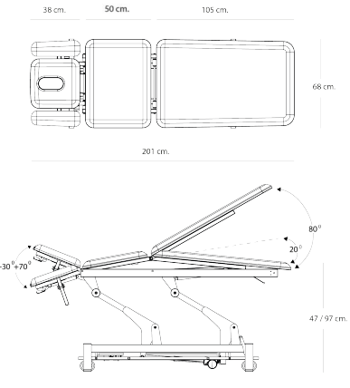 Table électrique 5 plans avec cyphose électrique Orion II