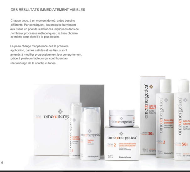 Lot de 10 flyers les produits cosmétiques OMEOENERGETICA 148x148MM + présentoir 