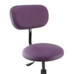 Tabouret avec dossier Top couleur sur roulettes piètement Métal, sellerie cousue, couleur au choix