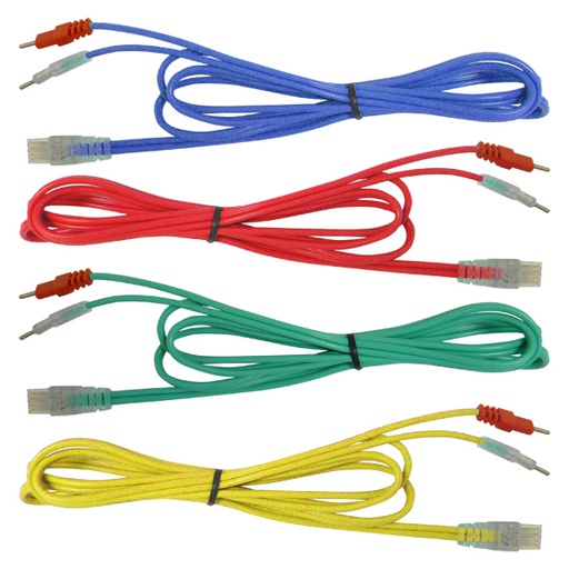 [EUCAHP04013] Câble 8 pôles banane 2mm (SPORT, sport 400,TOP FITNESS,MEDI Compex) - lot de 4