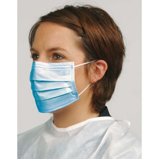 [MAARMA000060] Masque médical 3 plis bleu de type II a elastiques - boite 50 unité