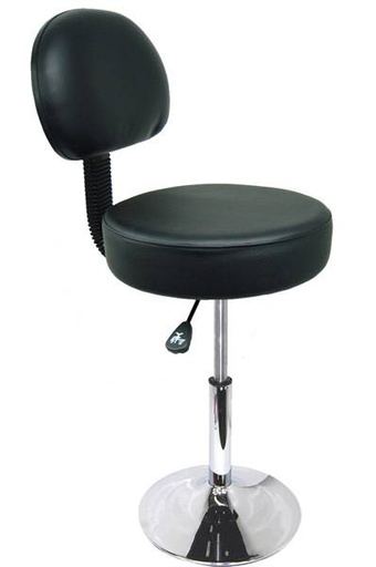 [TGAREC00003] Tabouret avec dossier Eco one sur socle Chromé, sellerie cousue, couleur noir