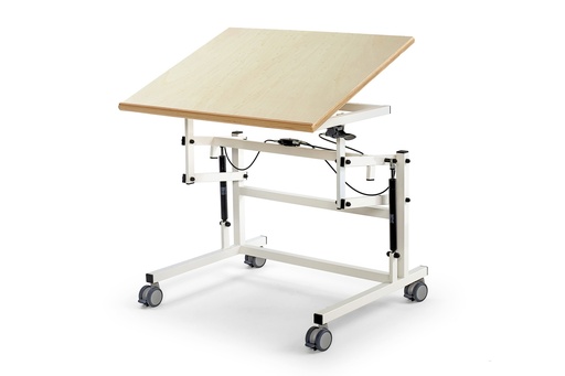 [EGARTC00001] Table Ergothérapie plateau inclinable 90X70 cm roulettes, réglable en hauteur